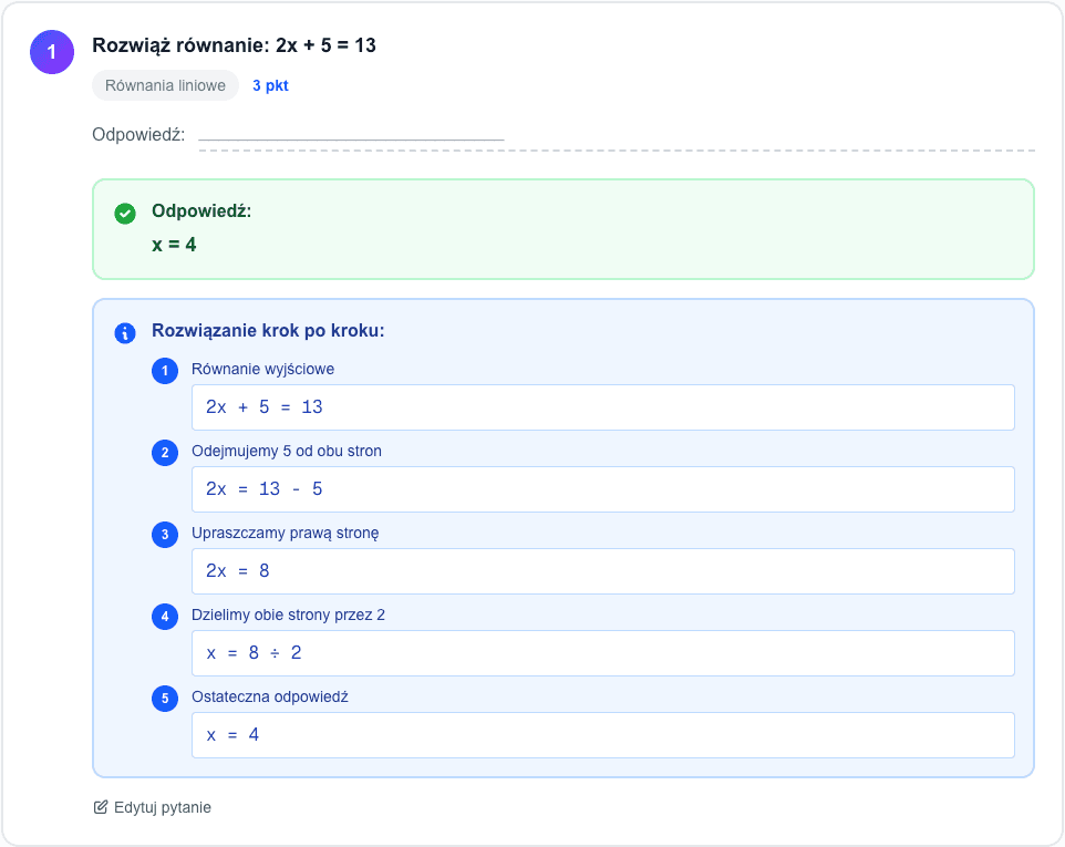 Przykładowy test z matematyki
