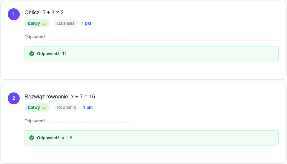 Przykładowa karta pracy z języka polskiego
